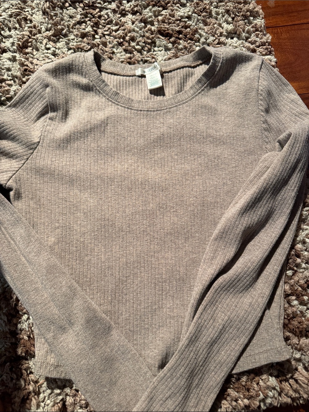 Bozzolo Taupe Ribbed Crewneck Sweater